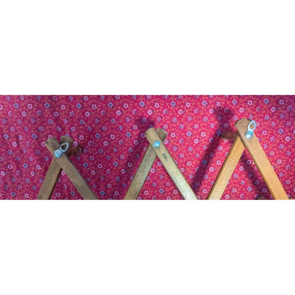 VTG Wood‎ Accordion Peg Rack Expandable Wall Cottagecore Boho MCM Hanging Hat